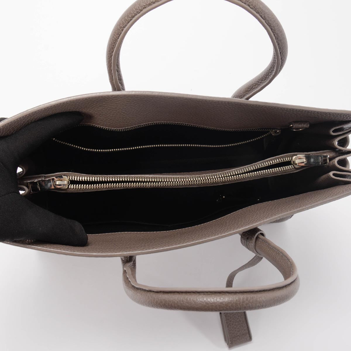 Saint Laurent Taupe Grained Calfskin Small Sac de Jour Tote