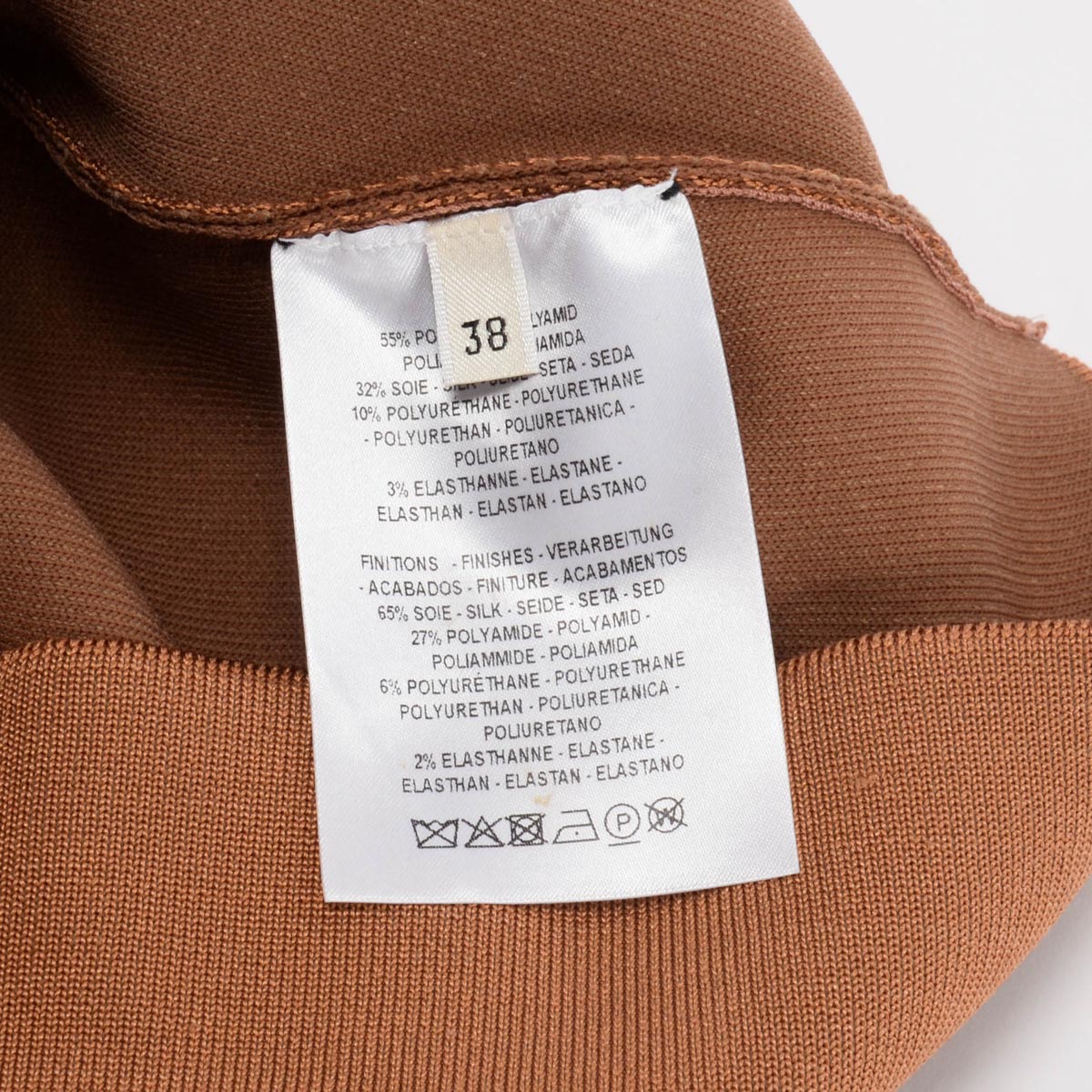 Hermes Brun Noisette Double Sided Silk Knit Crop Top FR 38