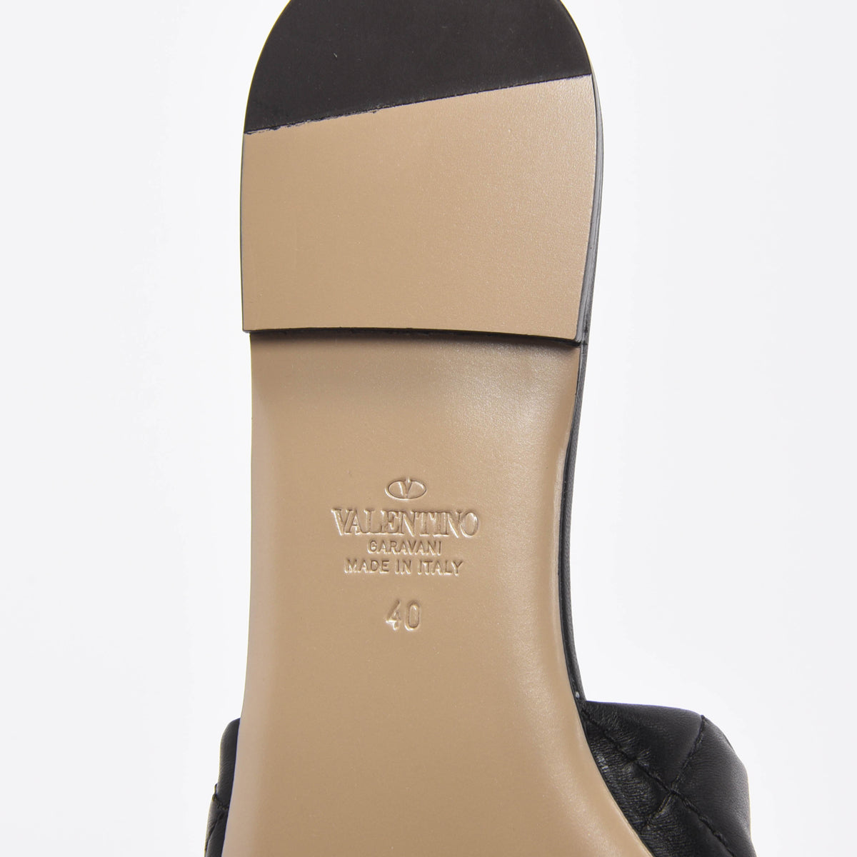 Valentino Black Lambskin Roman Stud Flat Slides 39