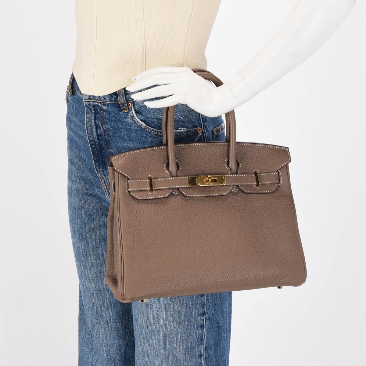 Hermes Etoupe Togo Birkin 30 GHW