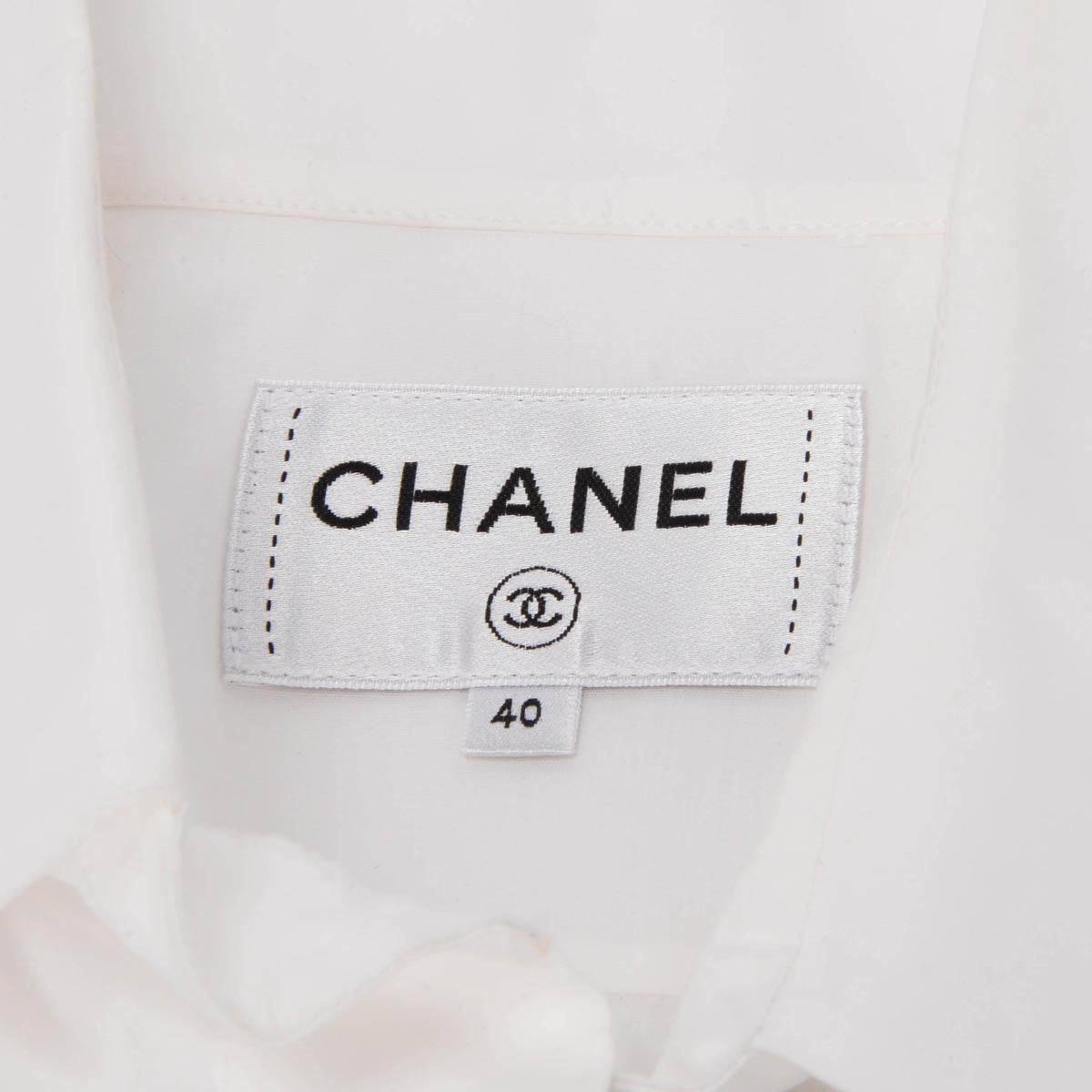 Chanel White Cotton Runway Logo Crop Shirt FR 40