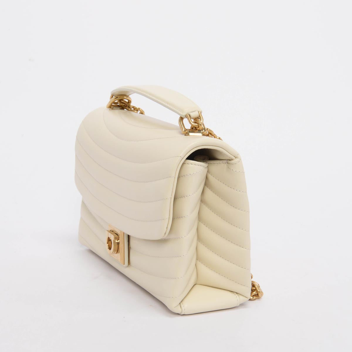 Ferragamo Marscapone Quilted Calfskin Medium Mat Flap Bag