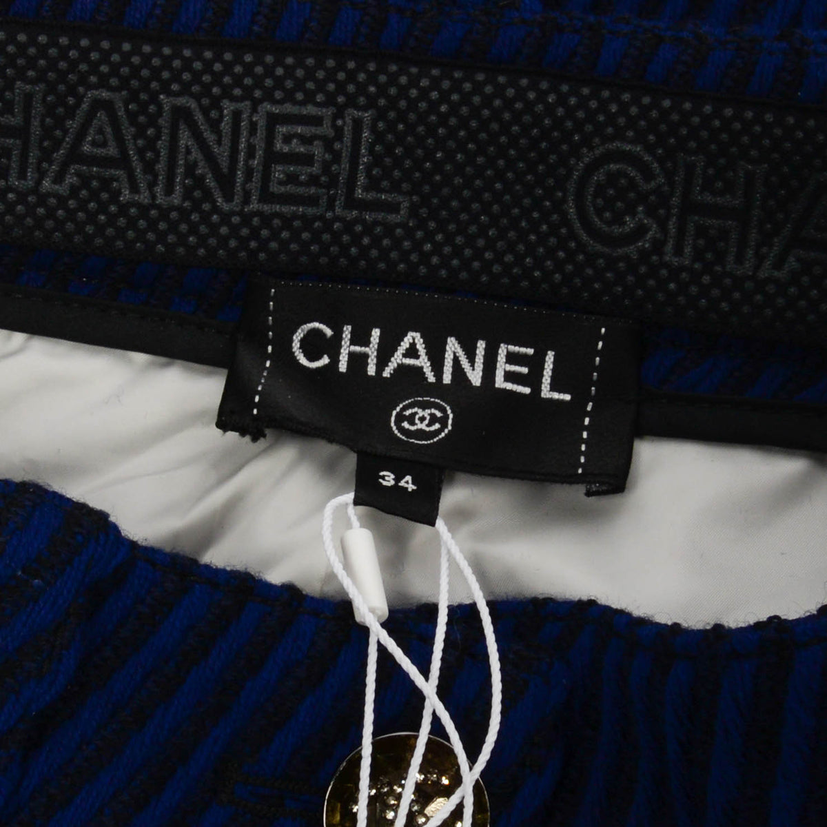 Chanel Blue & Black Wool Twill Gold Embroidered CC Pants FR 34