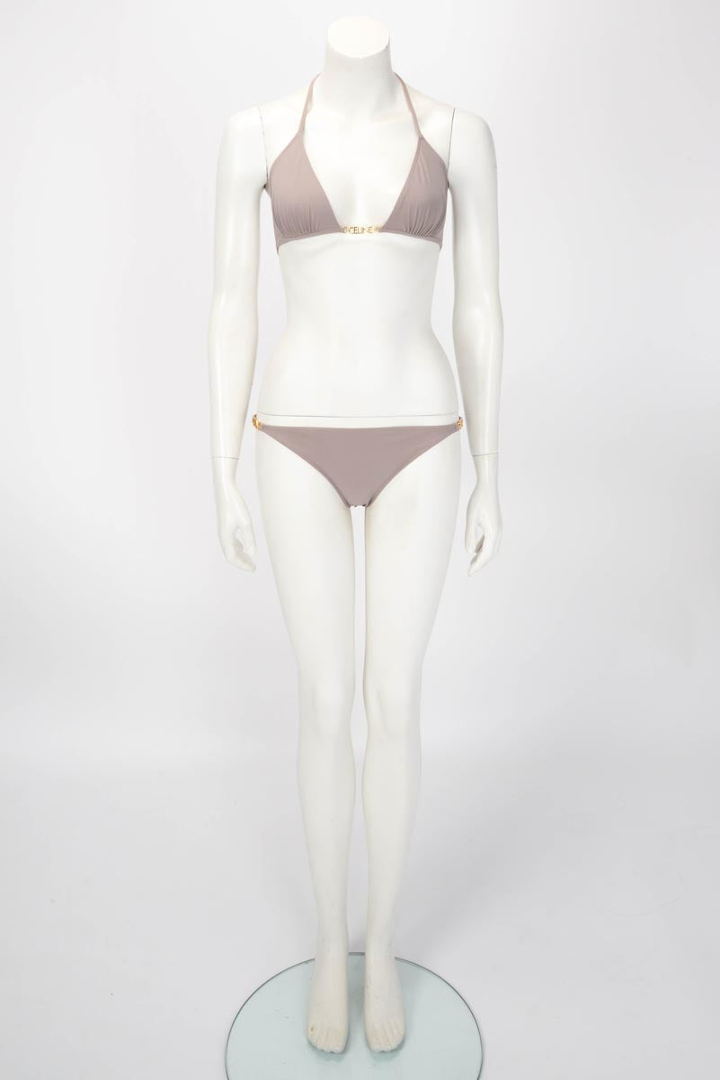 Celine Dusty Lilac Matte Jersey Logo Bikini Set