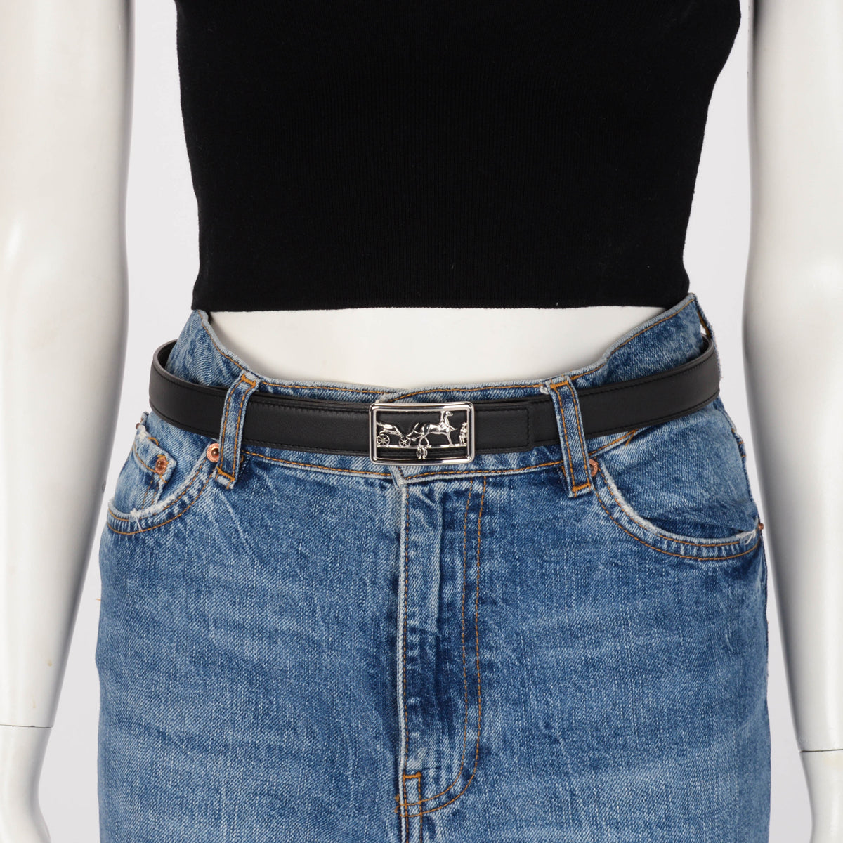 Hermes Black & Etoupe Box & Epsom Belt & Caleche Buckle