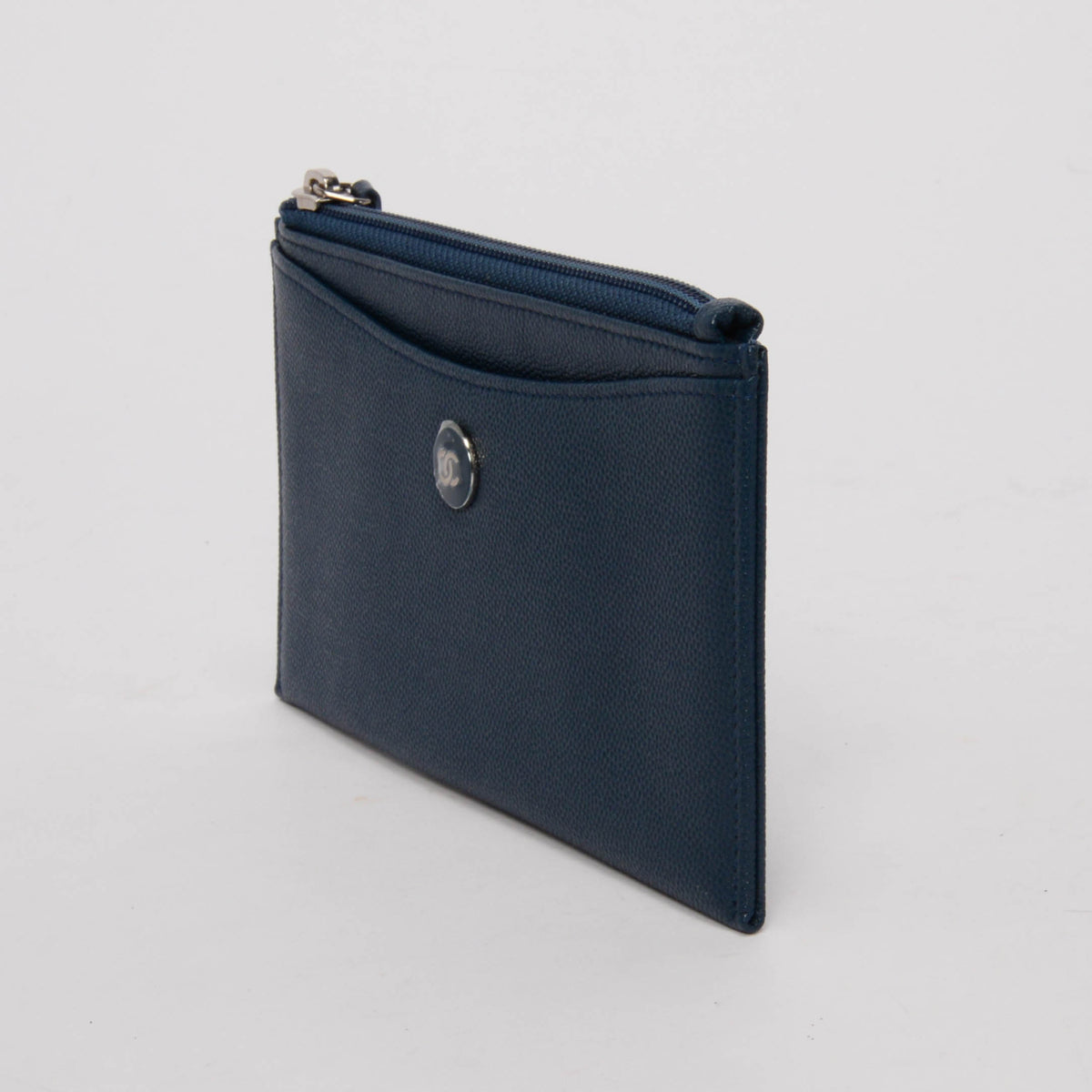 Chanel Teal Quilted Caviar CC Zip Pouch Wallet
