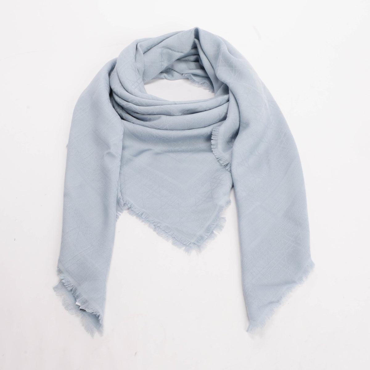 Dior Ice Blue Cannage Fringed Shawl