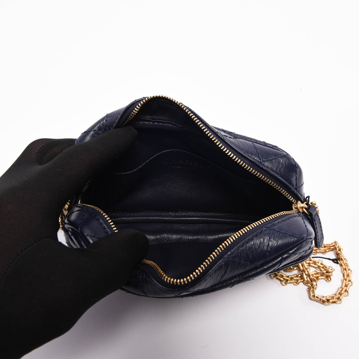 Chanel Navy Aged Quilted Calfskin Mini Reissue Camera Case
