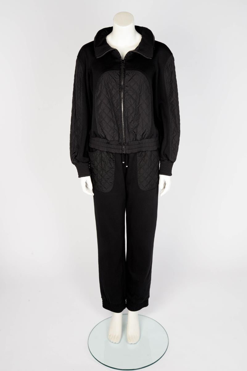 Chanel Black Quilted Nylon Bomber Jacket FR 42