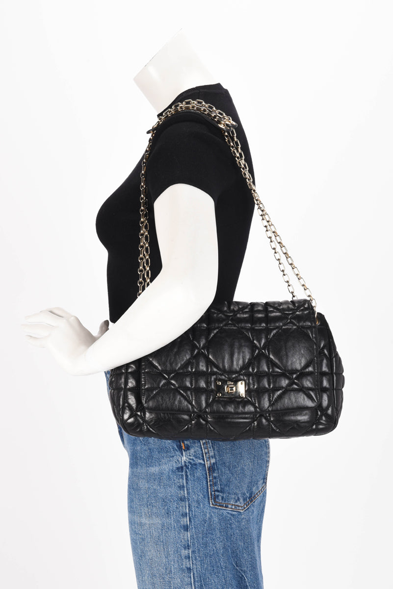 Dior Black Cannage Lambskin Milly La Foret Shoulder Bag