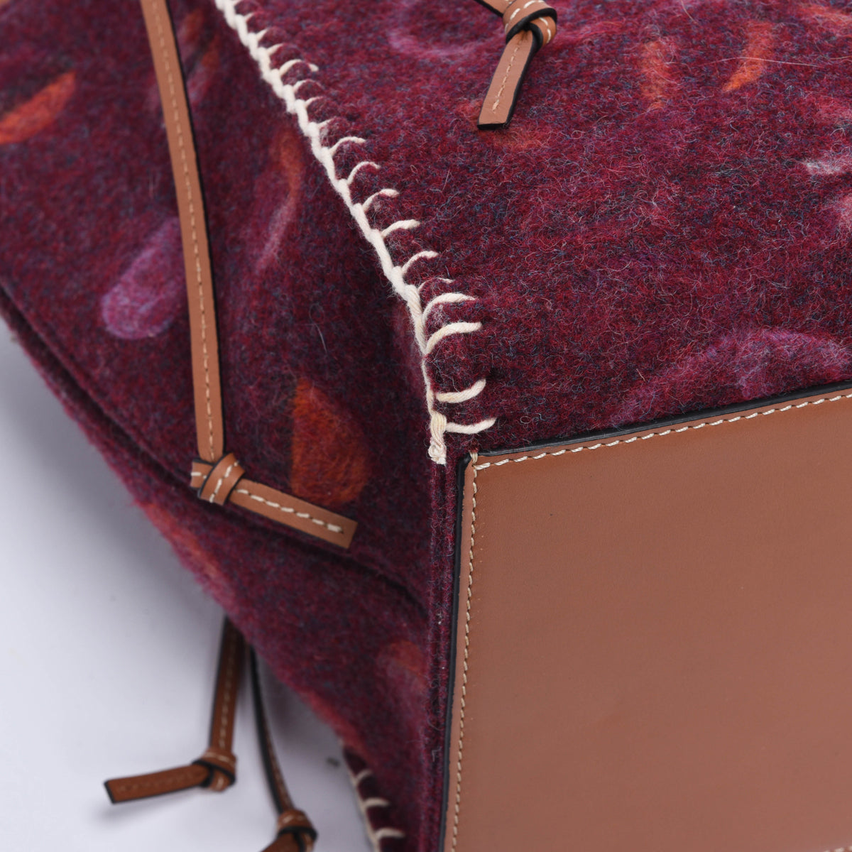 Loewe Burgundy Wool Anagram Cushion Tote