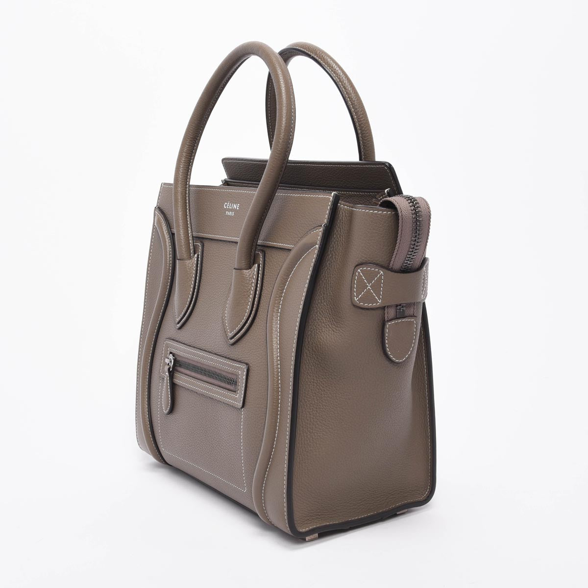 Celine Taupe Grained Calfskin Micro Luggage Bag