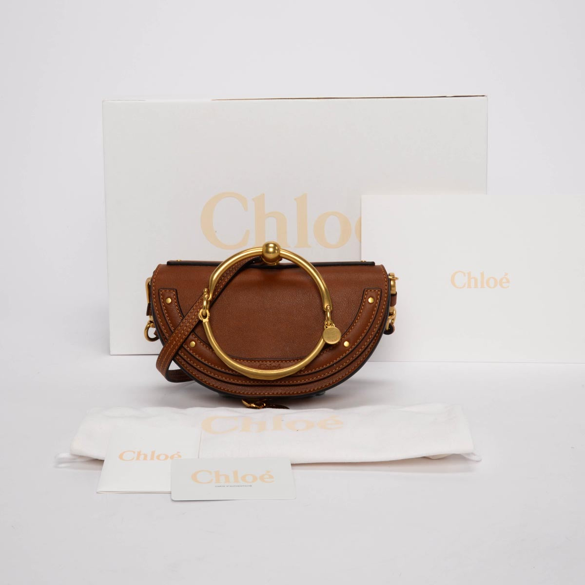Chloe Tan Calfskin Nile Minaudiere Bracelet Bag