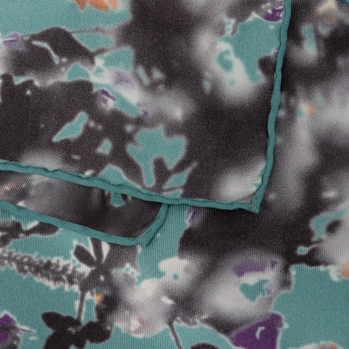 Bottega Veneta Turquoise Silk Digital Floral Print Scarf