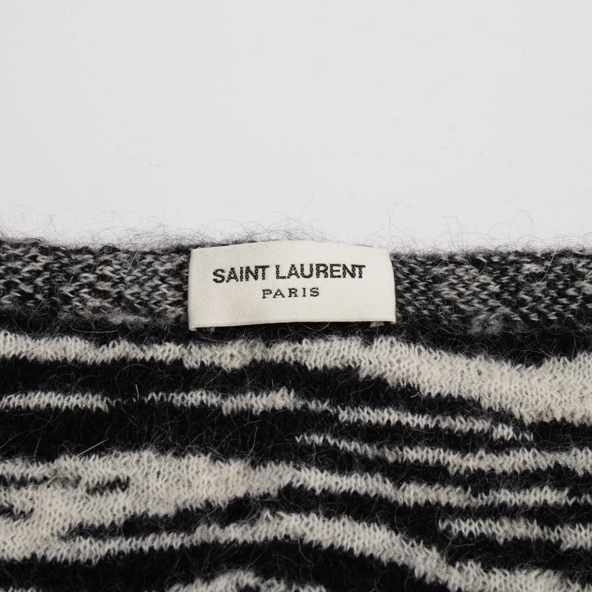 Saint Laurent Black & White Mohair Blend Zebra Sweater XS