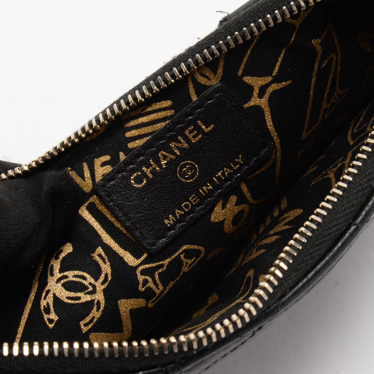 Chanel Black Lambskin CC Phone Holder Zip Wallet