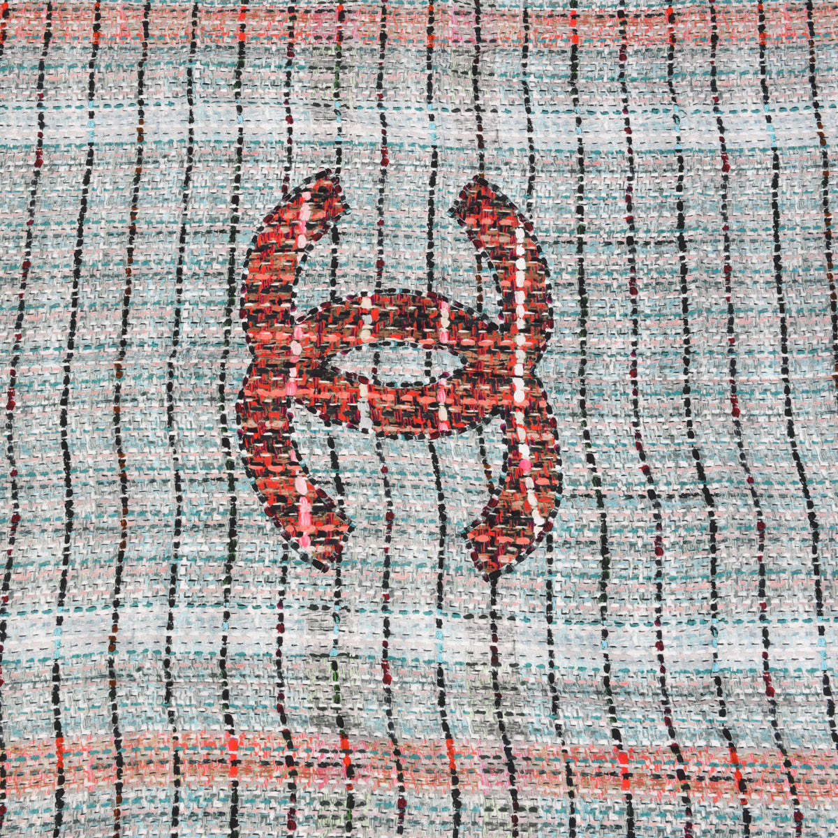Chanel Turquoise Silk Tweed Print CC Shawl