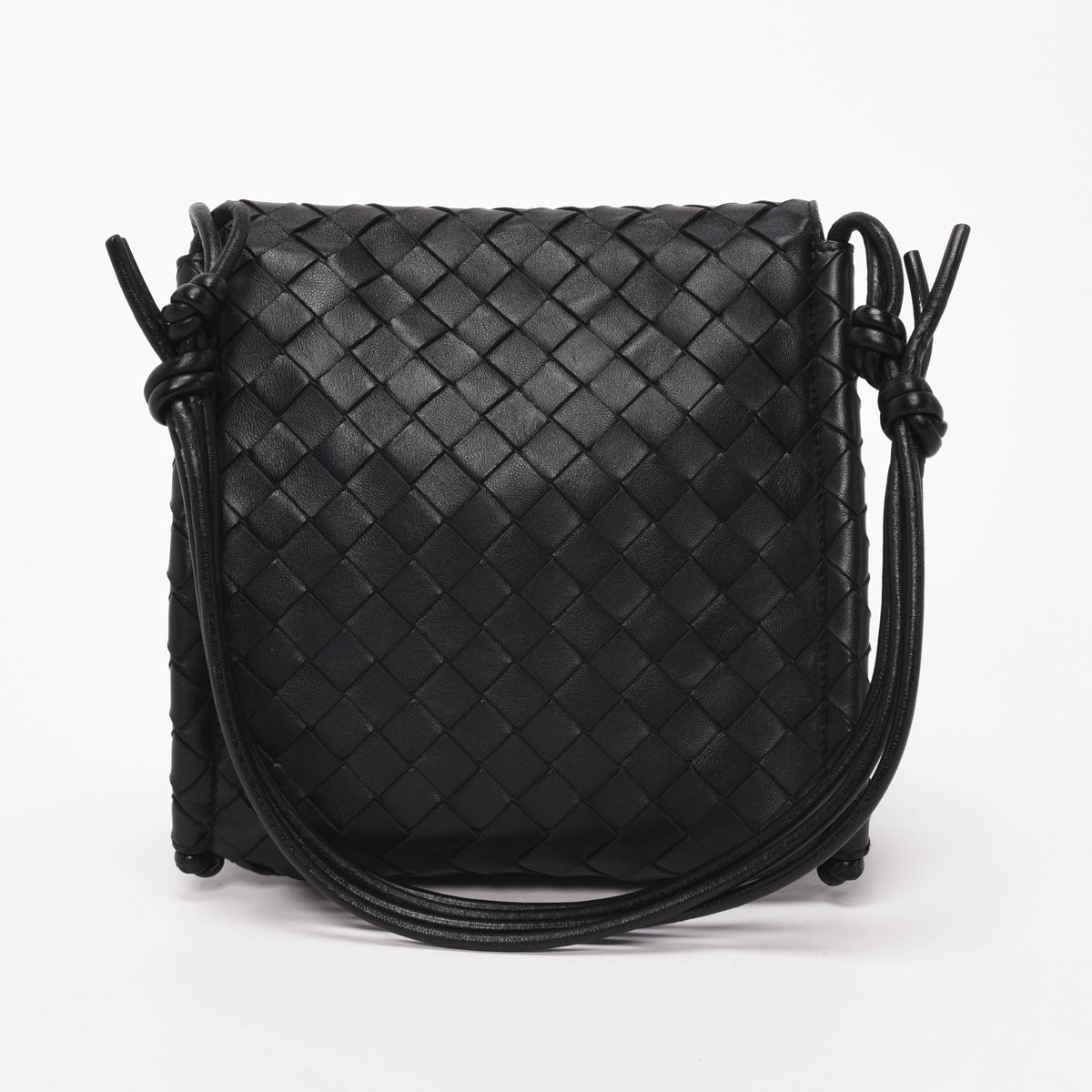 Bottega Veneta Black Intrecciato Small BV Fold Bag