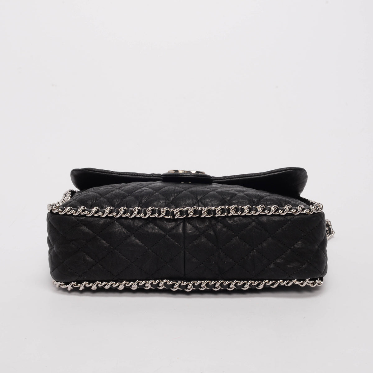 Chanel Black Washed Lambskin Maxi Chain Around Flap Bag