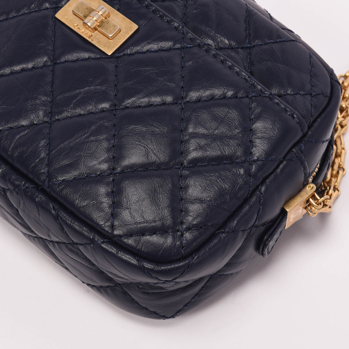 Chanel Navy Aged Quilted Calfskin Mini Reissue Camera Case