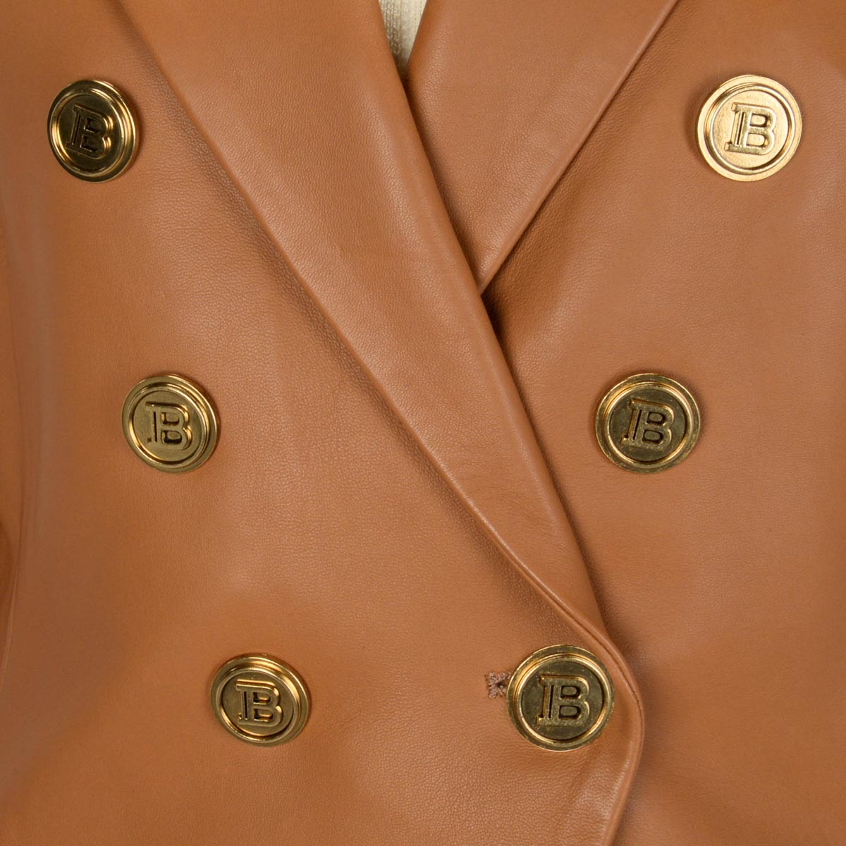 Balmain Tan Lambskin Classic Blazer FR 46