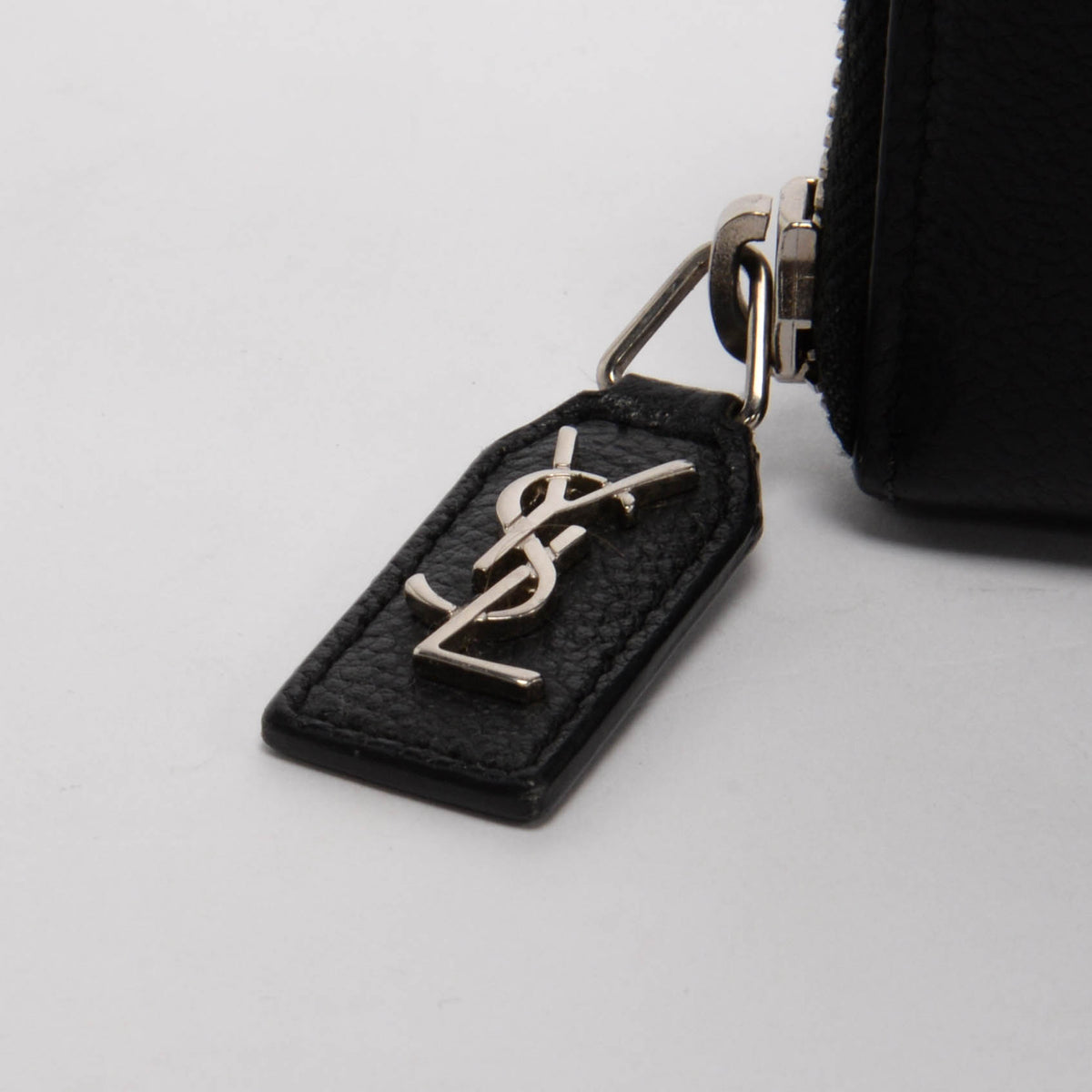 Saint Laurent Black Grained Leather Zip Around Wallet