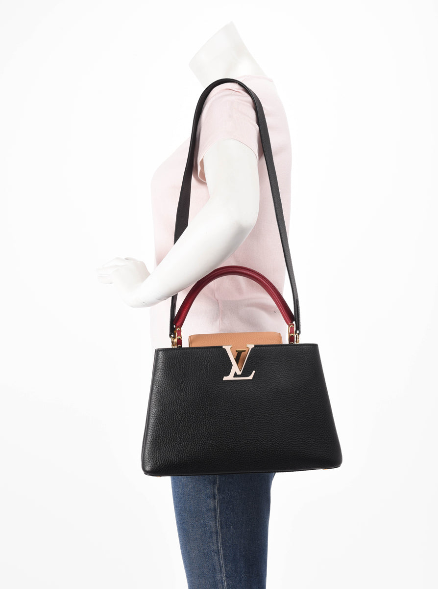 Louis Vuitton Noir Rubis Taurillon Capucines MM
