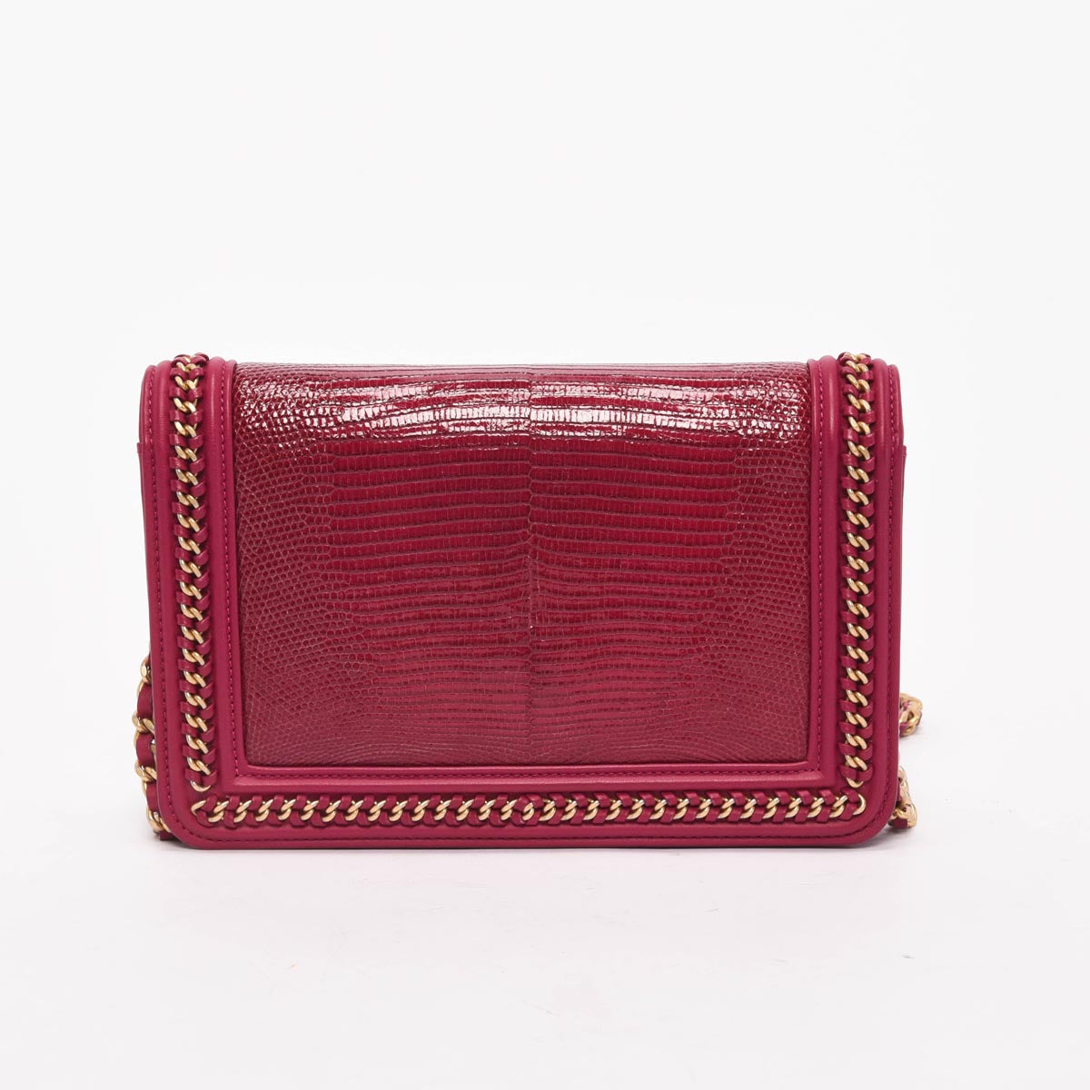 Chanel Magenta Lizard & Lambskin Chain Around Boy WOC