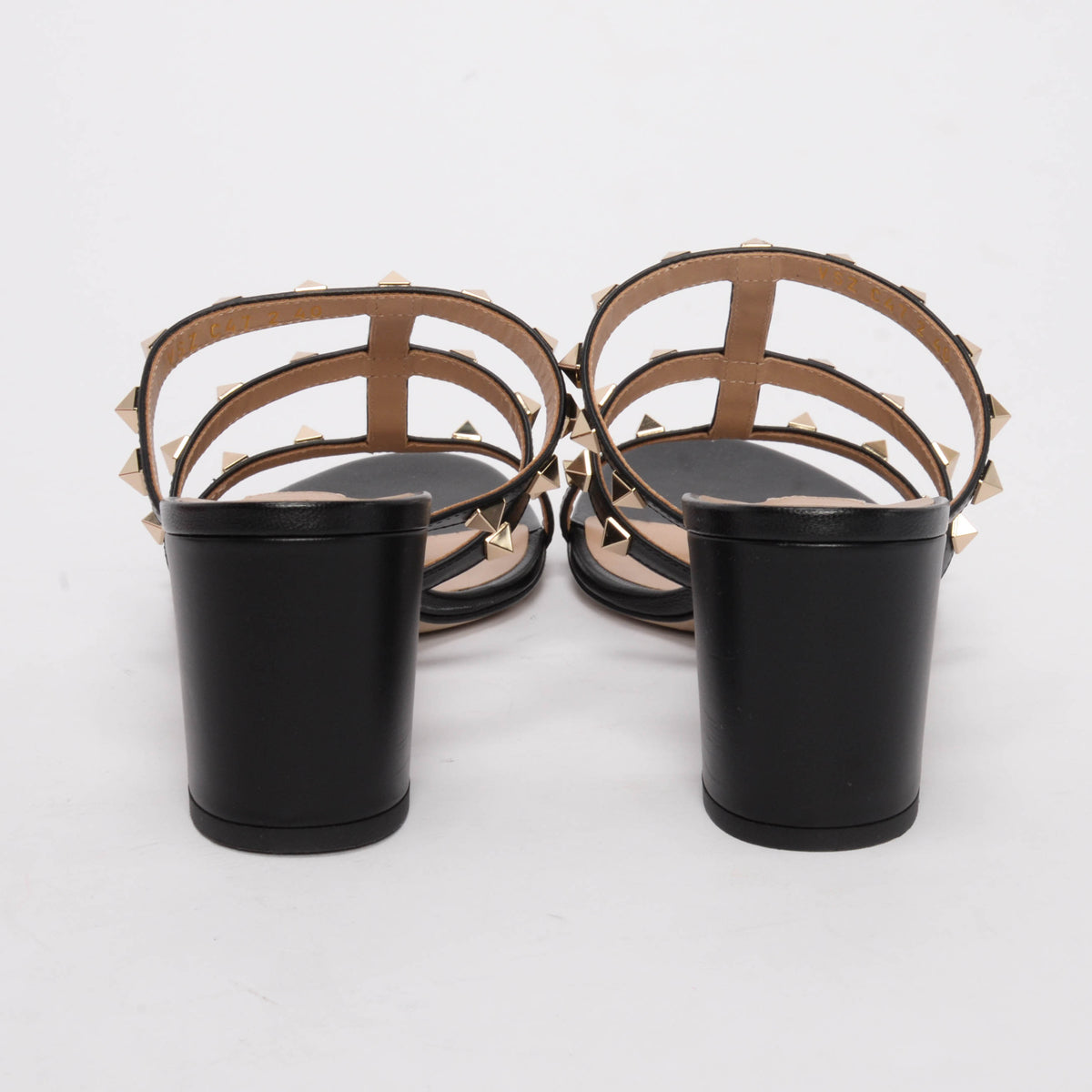 Valentino Black Calfskin Rockstud Sandals 41