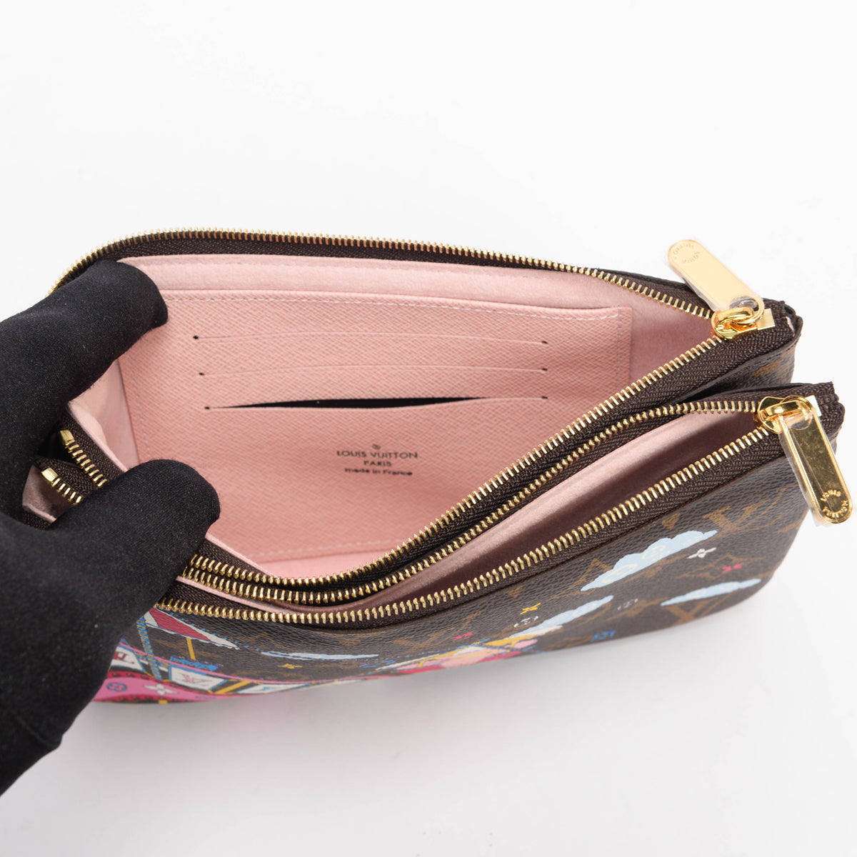 Louis Vuitton Monogram Big Wheel Double Zip Pochette