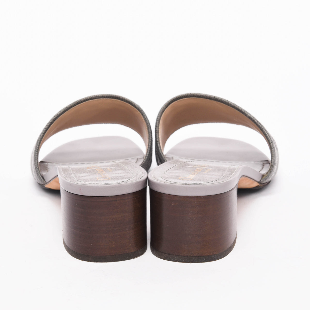 Dior Charcoal Canvas Lame Embroidered DWay Heeled Slides 41