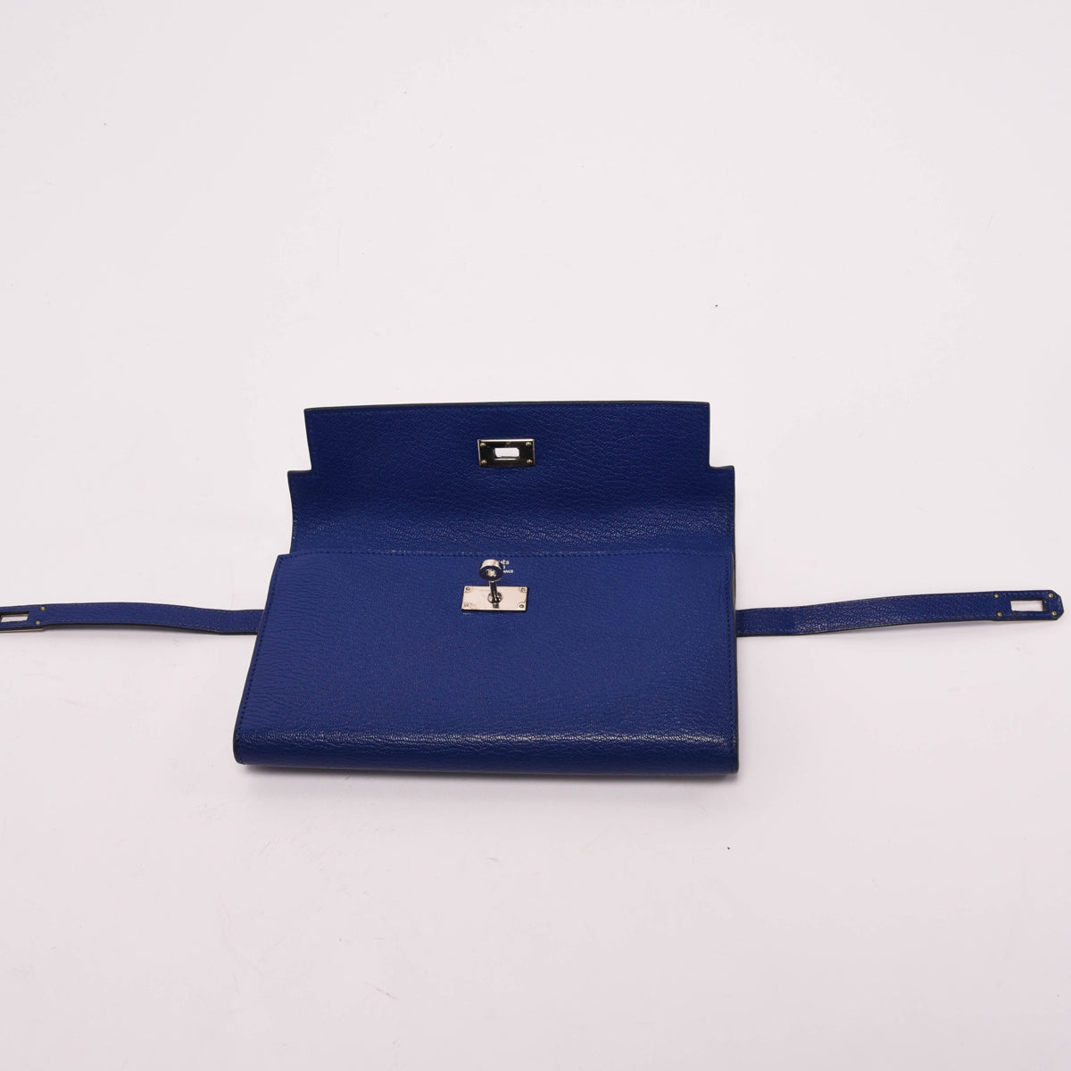 Hermes Blue Electric Chevre Mysore Kelly Wallet