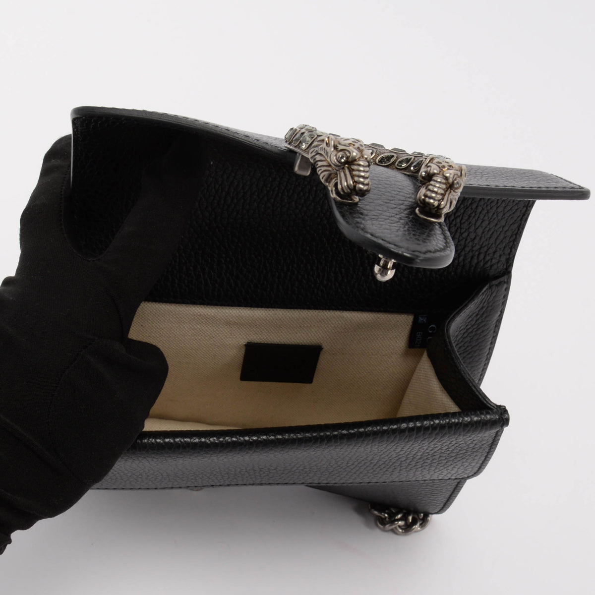 Gucci Black Grained Calfskin Mini Dionysus Bag