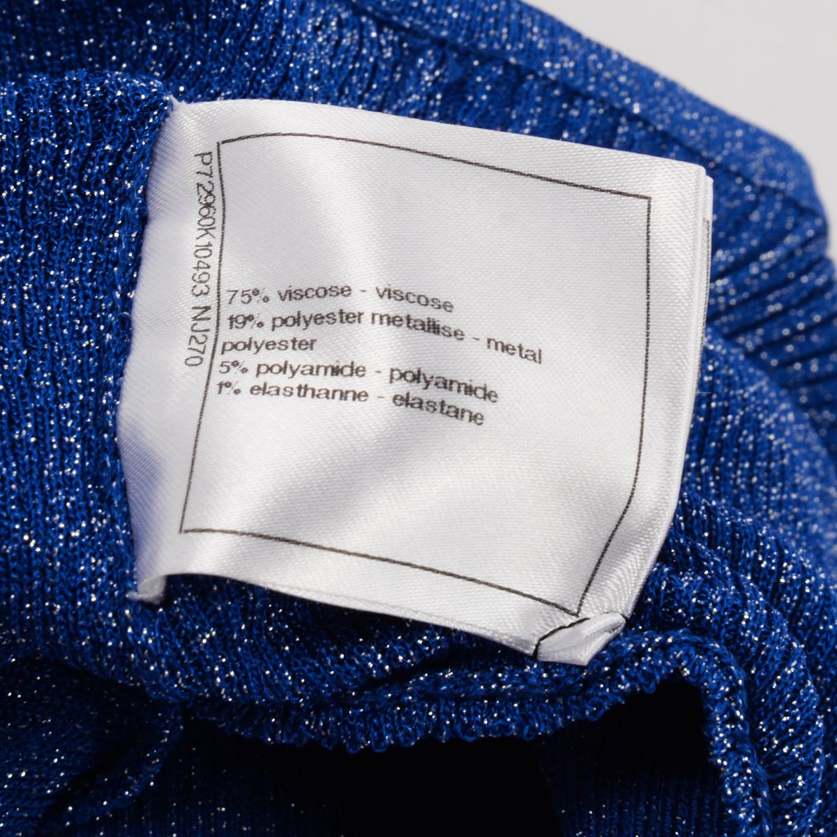 Chanel Blue Lurex Knit Pleated CC Maxi Dress FR 42