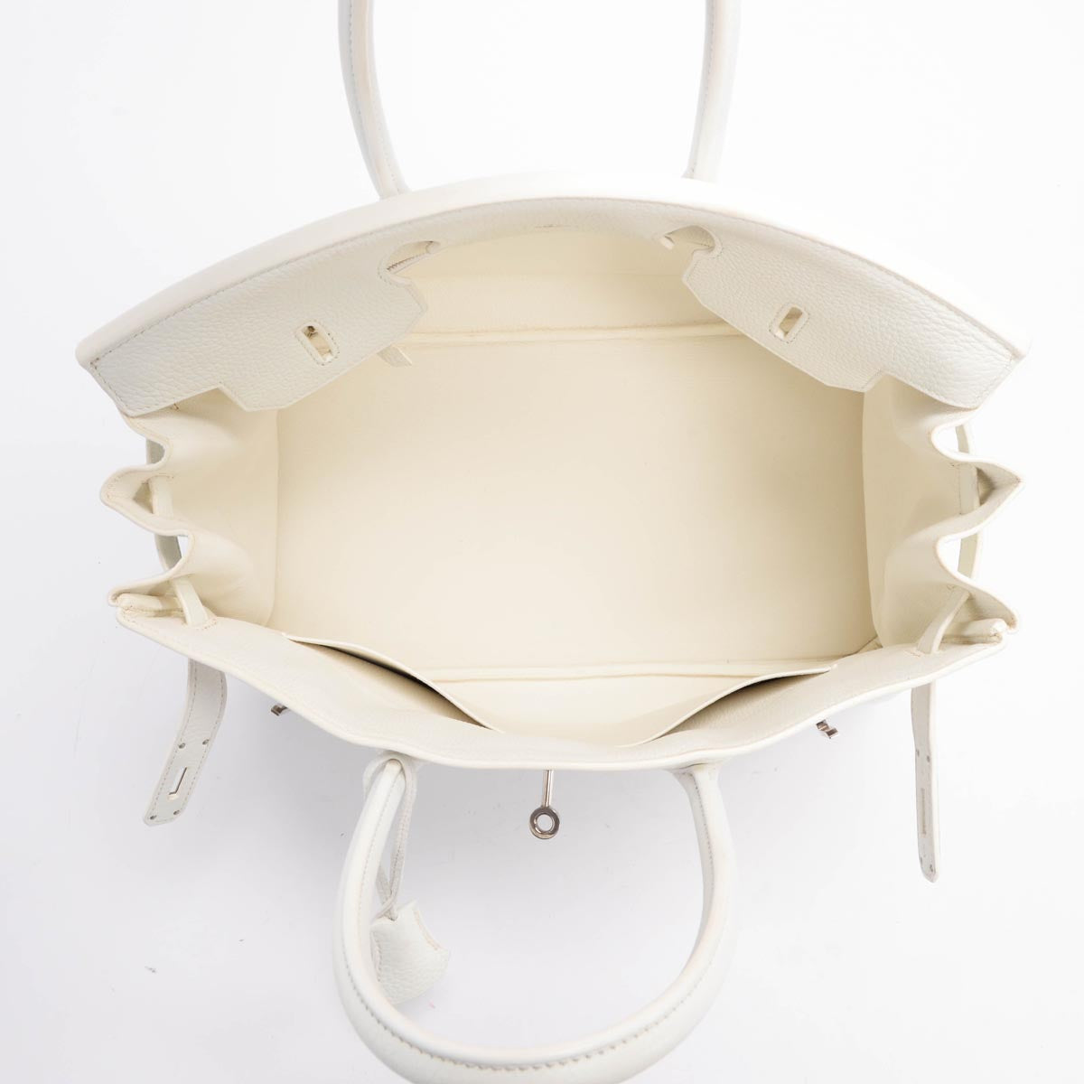 Hermes White Clemence Birkin 35 PHW