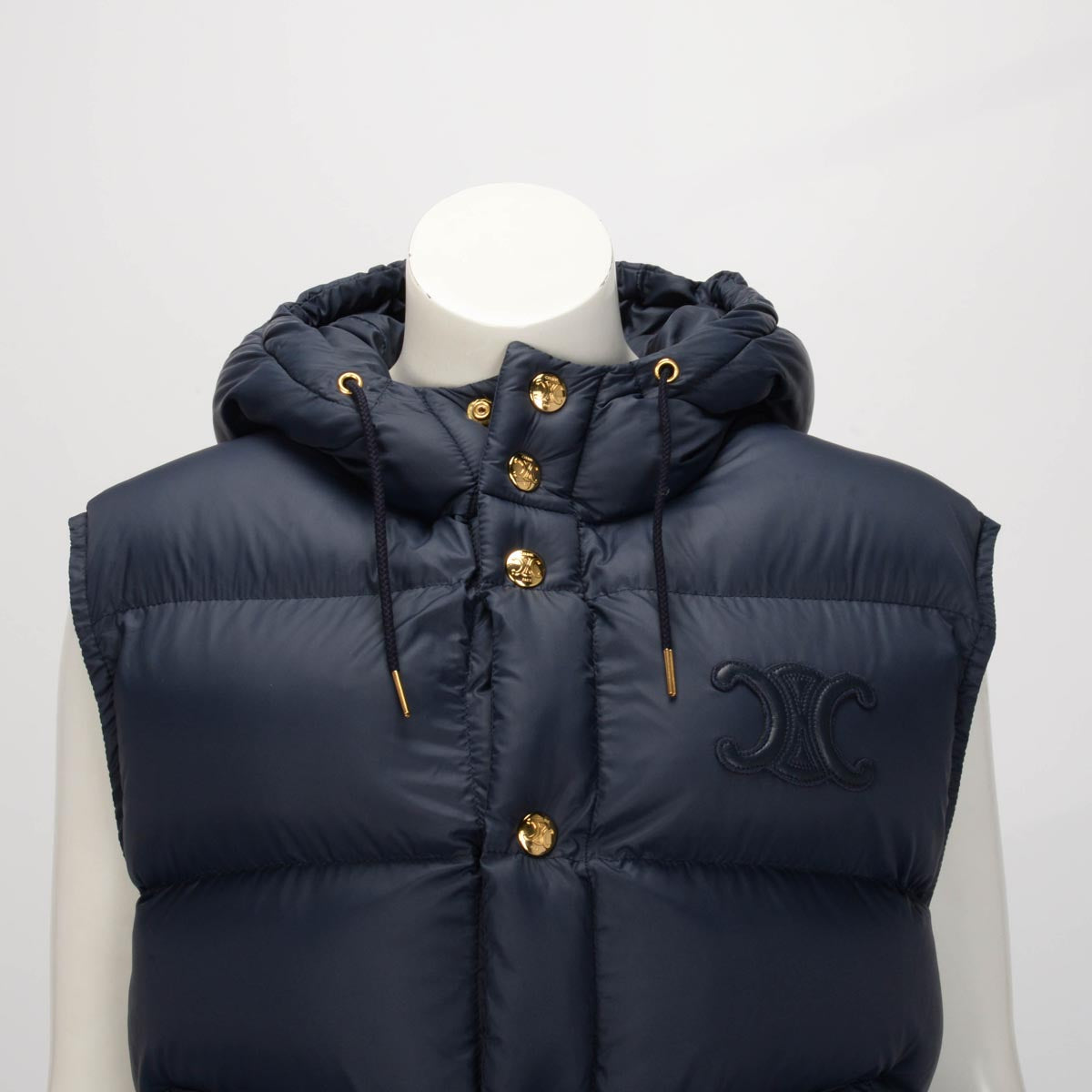 Celine Navy Nylon Oversized Sleeveless Puffer Jacket FR 40
