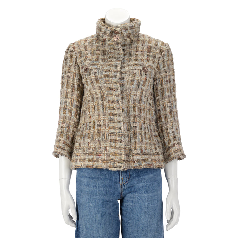 Chanel Brown Lesage Tweed Paris-Rome Jacket FR 38