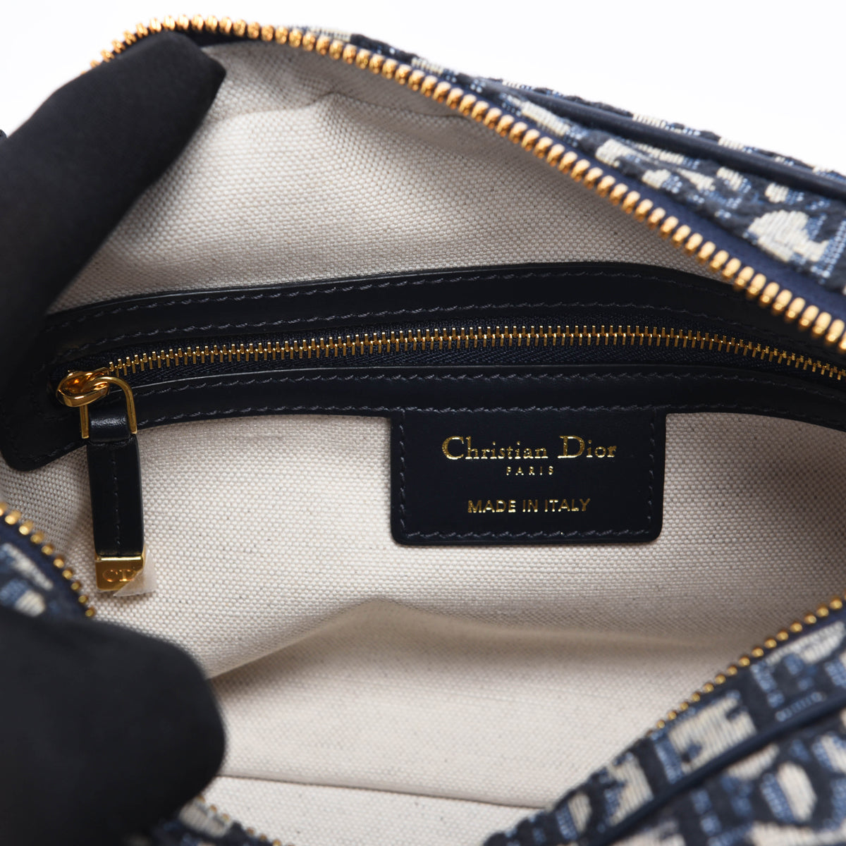 Dior Navy Oblique Jacquard Medium D-Vibe Bowling Bag