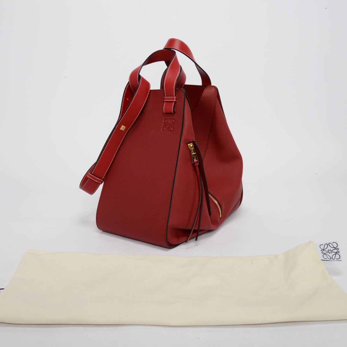Loewe Dark Red Calfskin Medium Hammock Bag