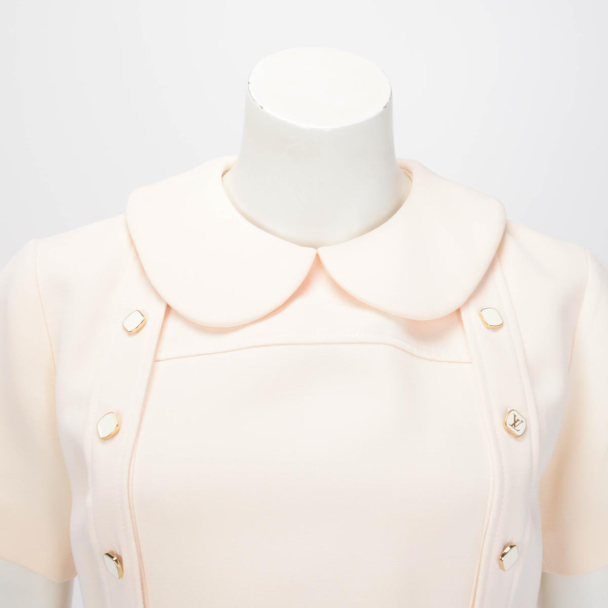 Louis Vuitton Cream Peter Pan Collar Belted Dress FR 38