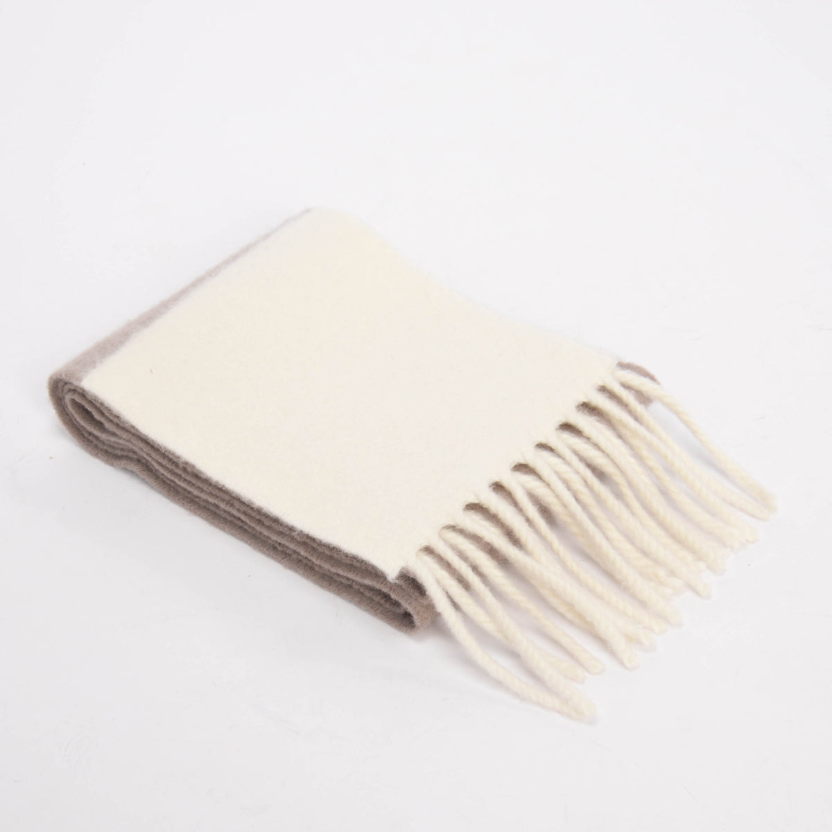 Hermes Taupe & Ivory Cashmere Allumette Scarf