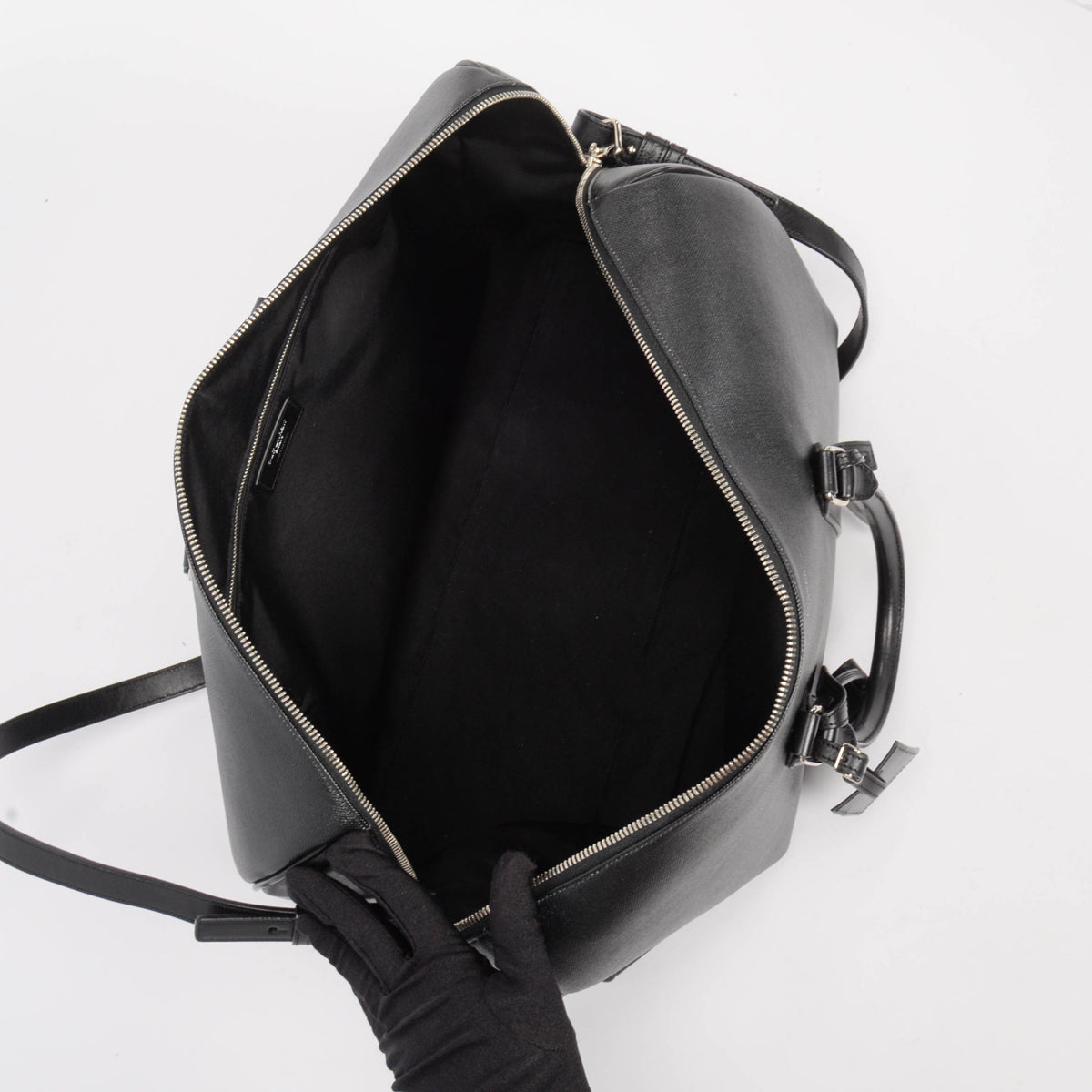 Saint Laurent Black Calfskin Classic Duffle 24 Overnight Bag