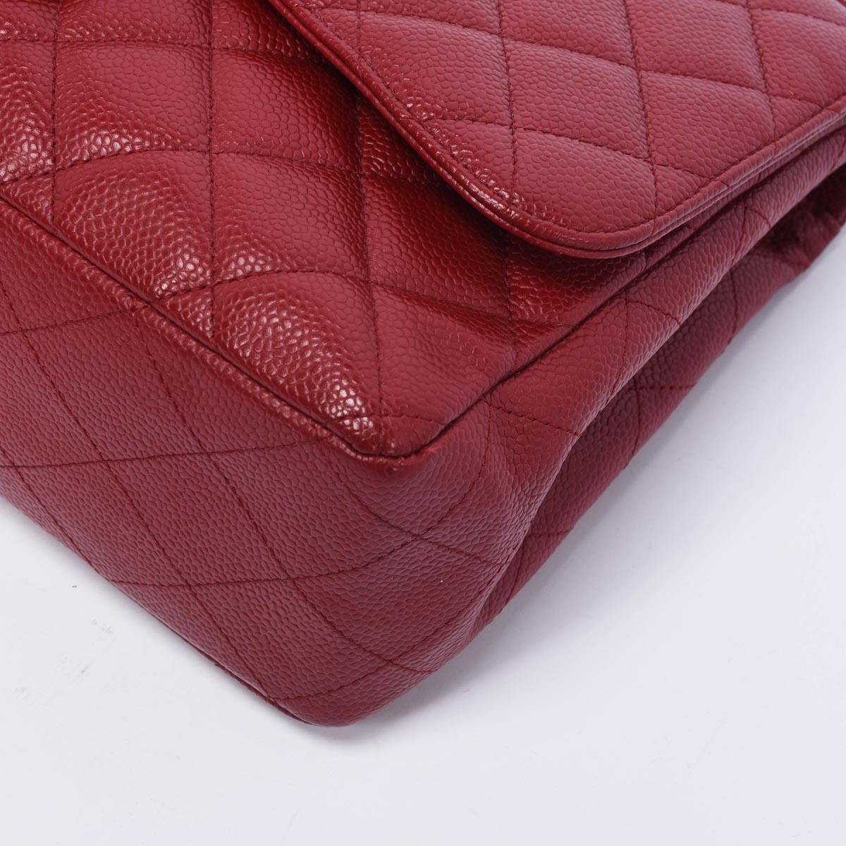 Chanel Dark Red Caviar Large Classic Single Flap Bag