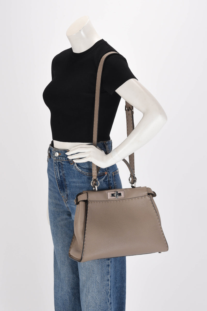 Fendi Beige Selleria Medium Peekaboo Bag