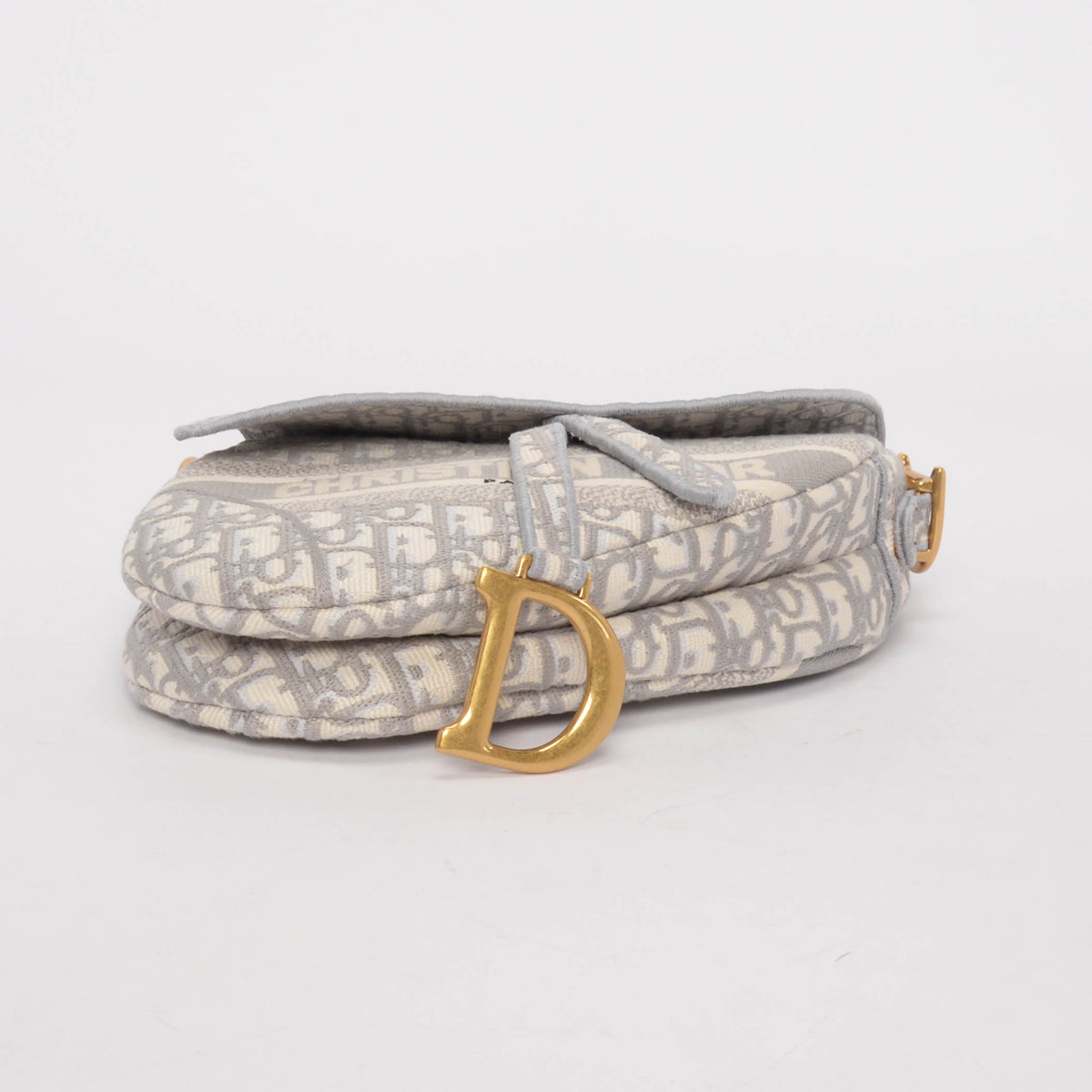 Dior Grey Oblique Canvas Medium Saddle Bag