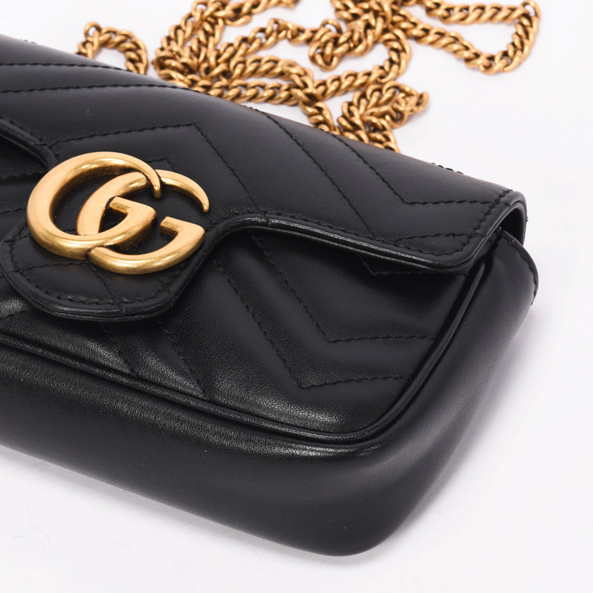 Gucci Black Matelasse GG Marmont Super Mini Bag