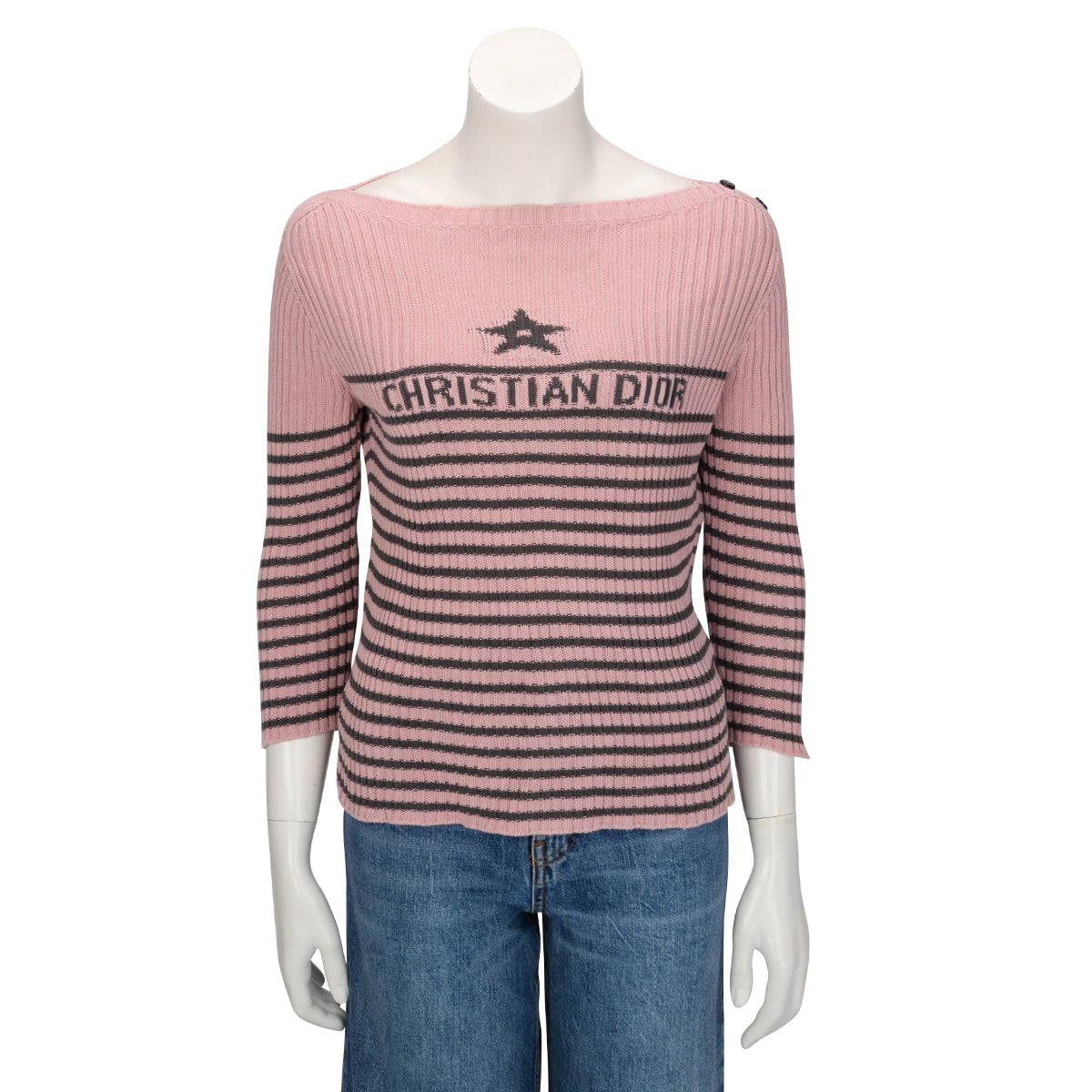 Dior Pink & Grey Cotton Knit Dioriviera Sweater FR 42