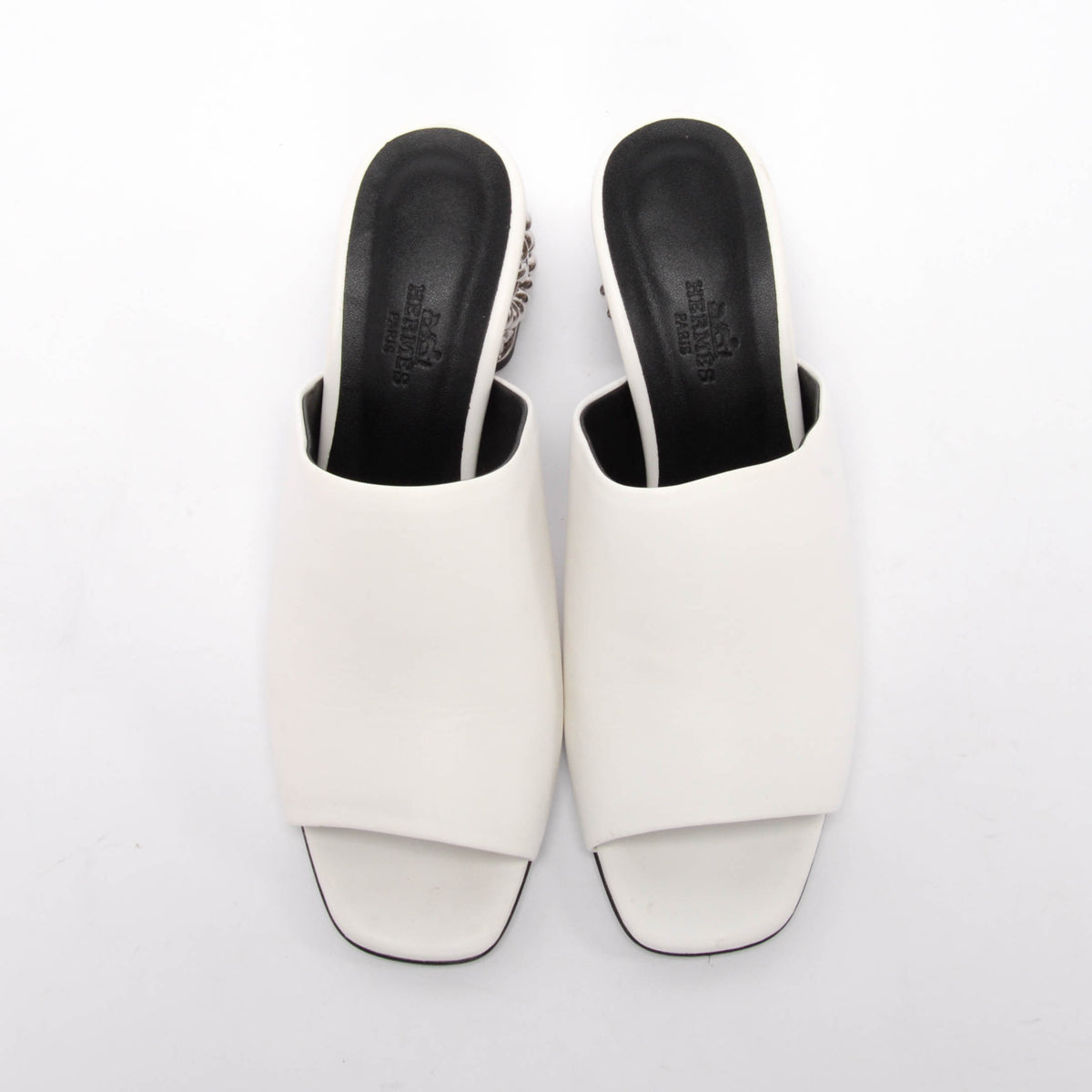 Hermes White Lambskin Glossy 60 Sandals 38