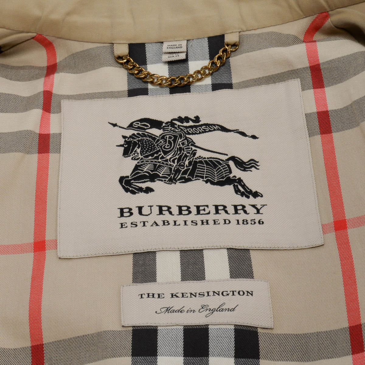 Burberry Honey Beige Cotton Medium Kensington Trench Coat UK 6