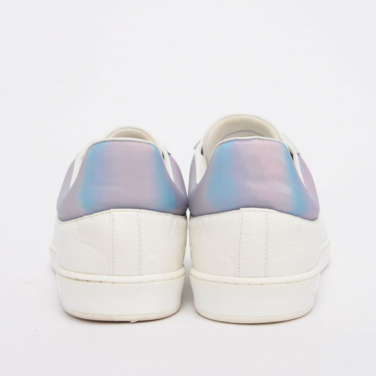 Louis Vuitton White Embossed Monogram Calfskin Luxembourg Sneakers 41.5